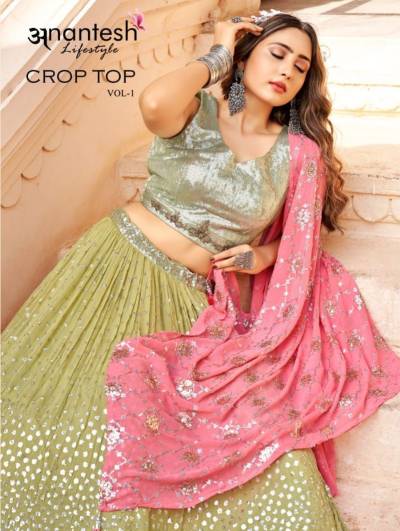 Crop Top Lehenga Vol 1 By Anantesh Lifetstyle Designer Partywear Readymade Lehenga Choli Collection